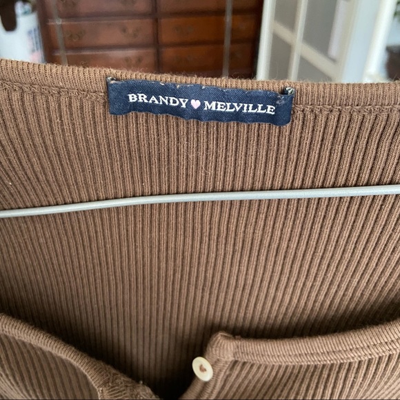 brandy melville brown zelly ribbed longsleeve - Picture 5 of 6
